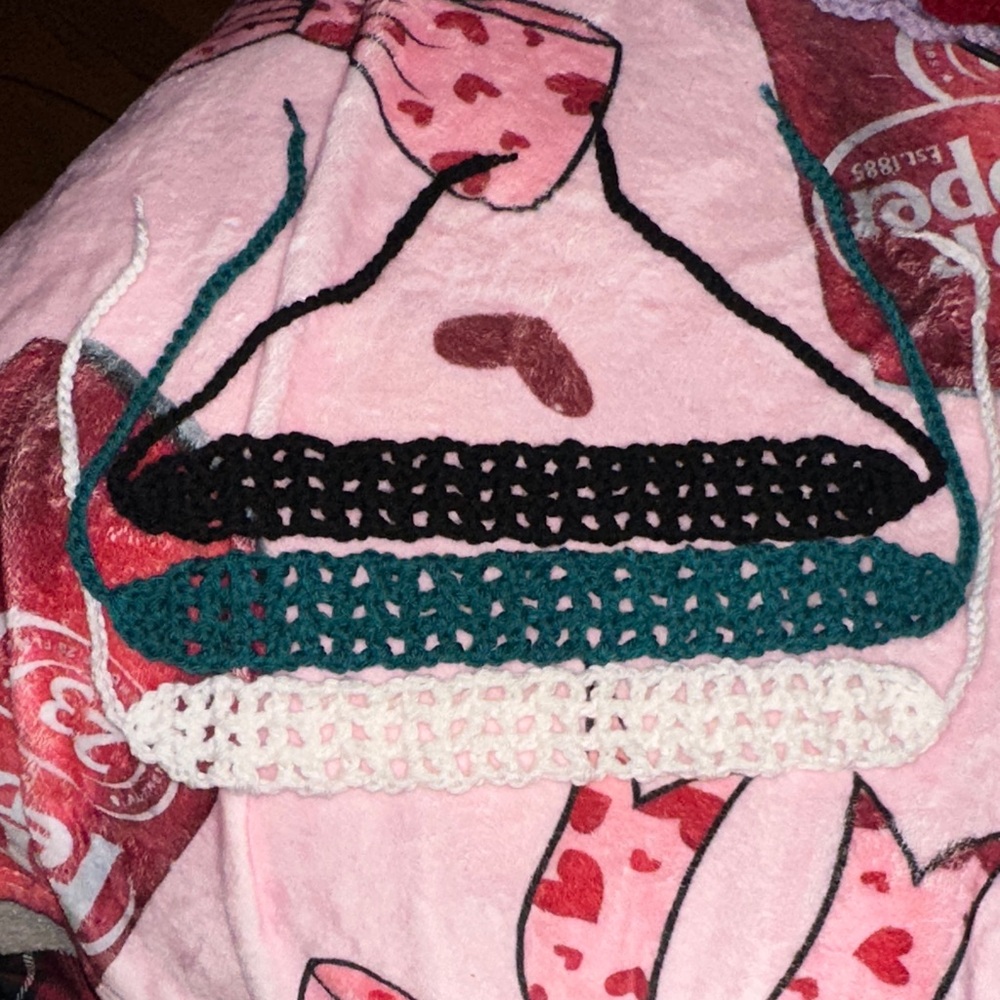 Handmade Crochet Mesh Headbands in Black, Teal, and White